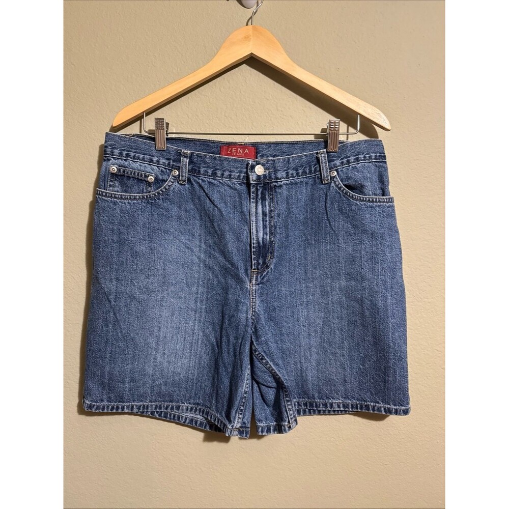 Vintage Zena Jeans Shorts Womens 14 Blue Denim High Rise Y2K 90s